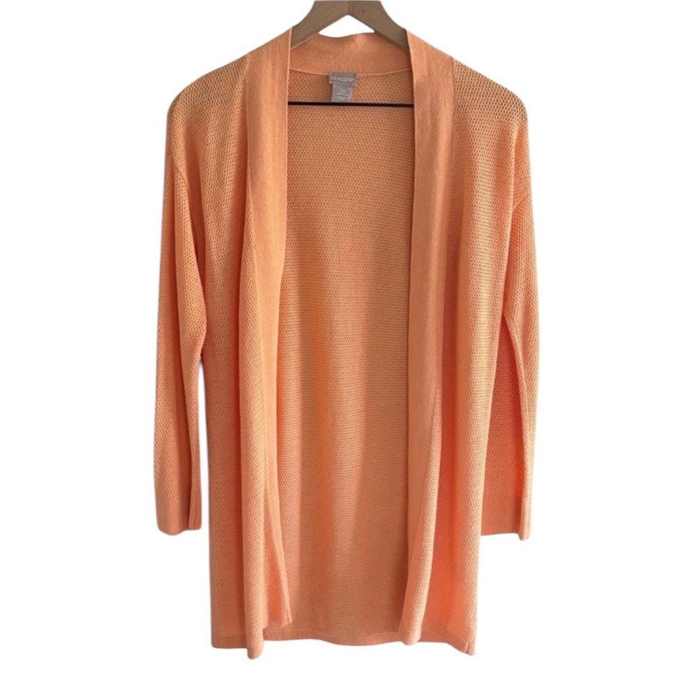 Chico’s Linen Blend Knit Cardigan XS(Size 00) Open Front Casual Layering